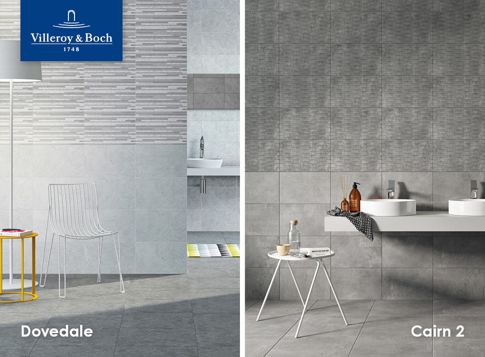 Dovedale and Cairn 2 tiles from Villeroy & Boch, part of the GEMINI Home Collection for housebuilders and developers