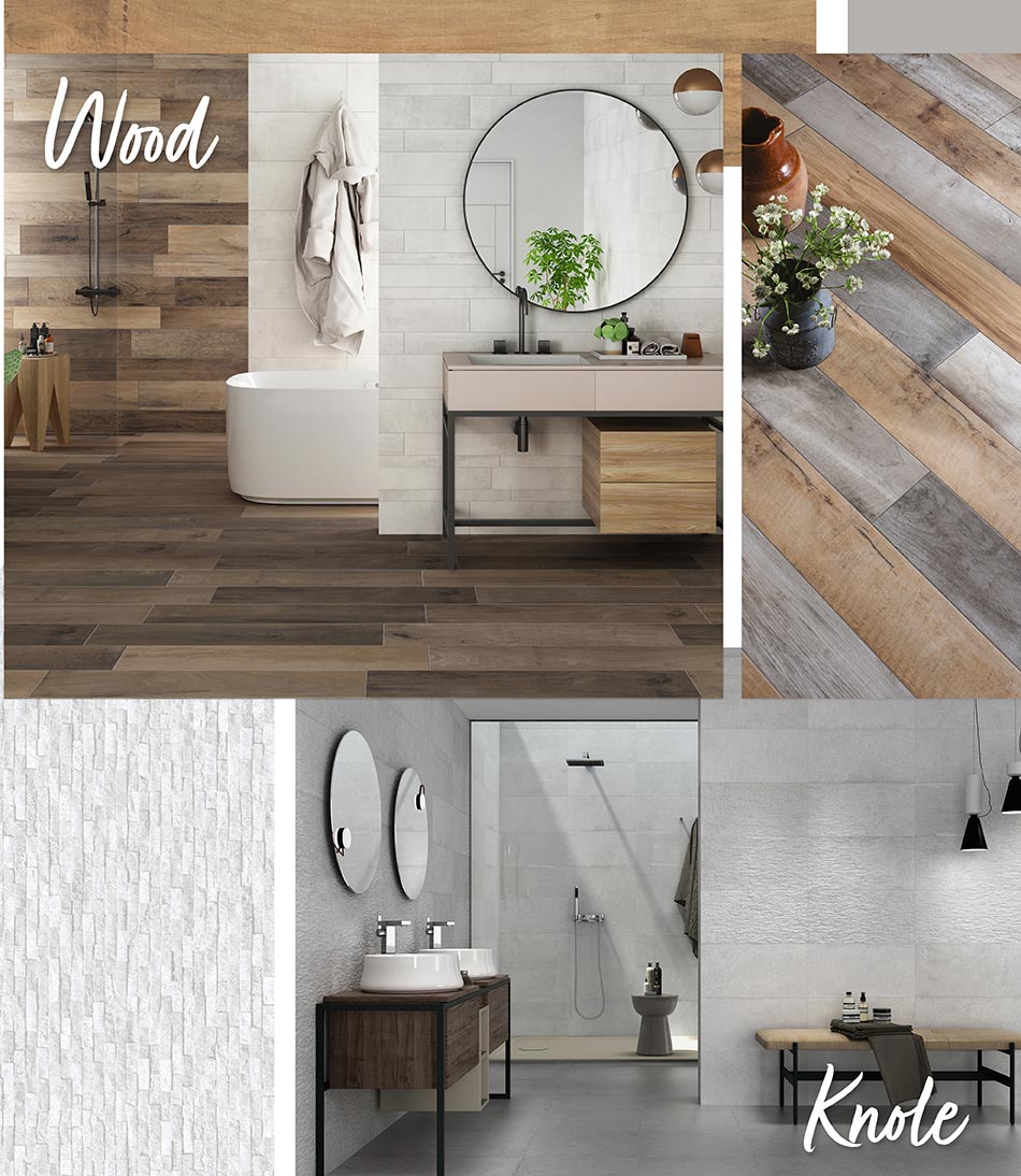Wood & Knole bathroom wall and floor tiles