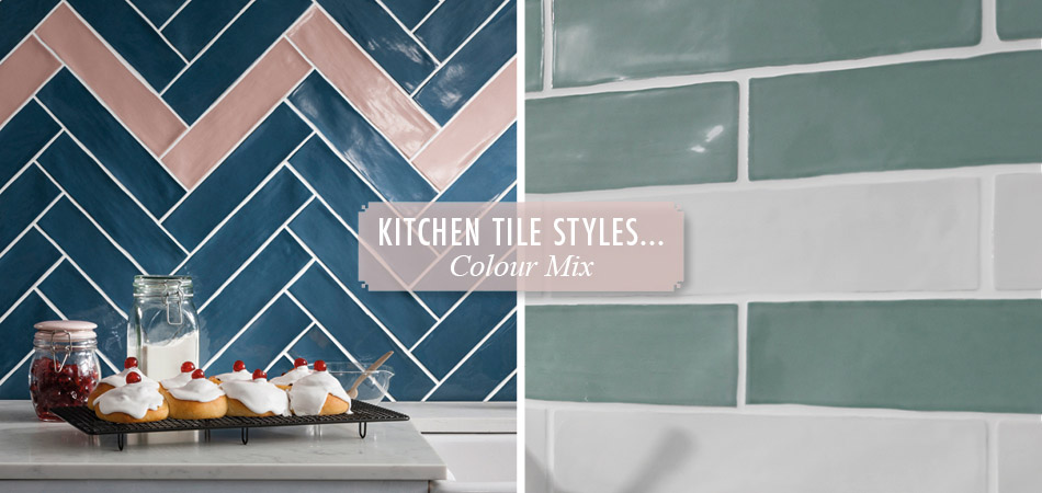 Mixed colour kitchen tiles from Gemini