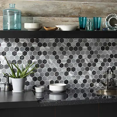 Picture of GEMINI Hexagon Mosaic kitchen tiles