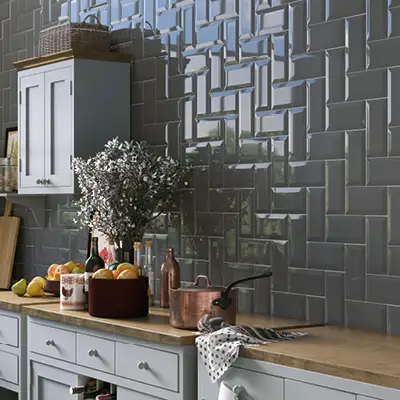 Picture of Metro Brick grey bevel wall tiles