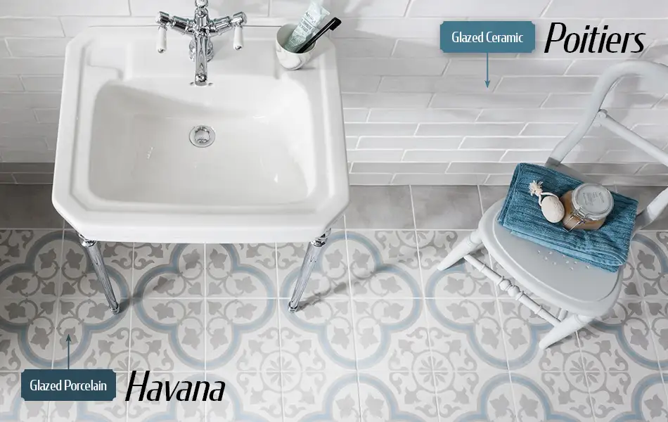Havana glazed porcelain tiles and Poitiers glazed ceramic tiles from Gemini
