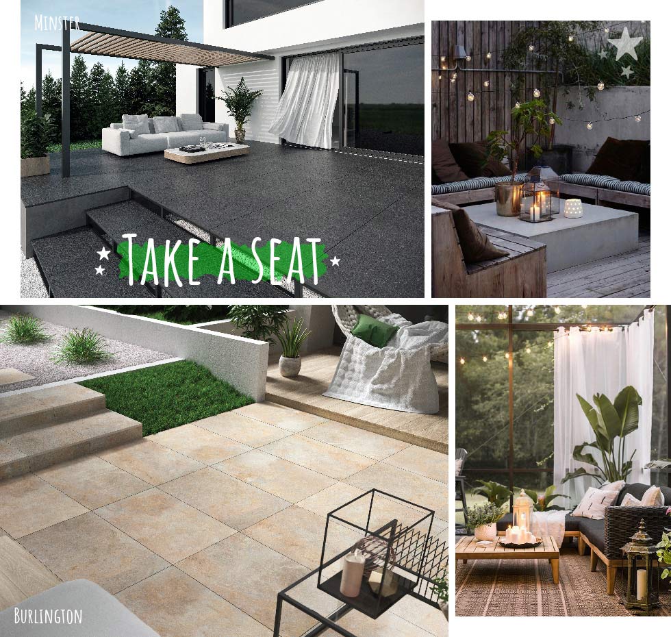 Contemporary Seating Areas with Outdoor Tiling