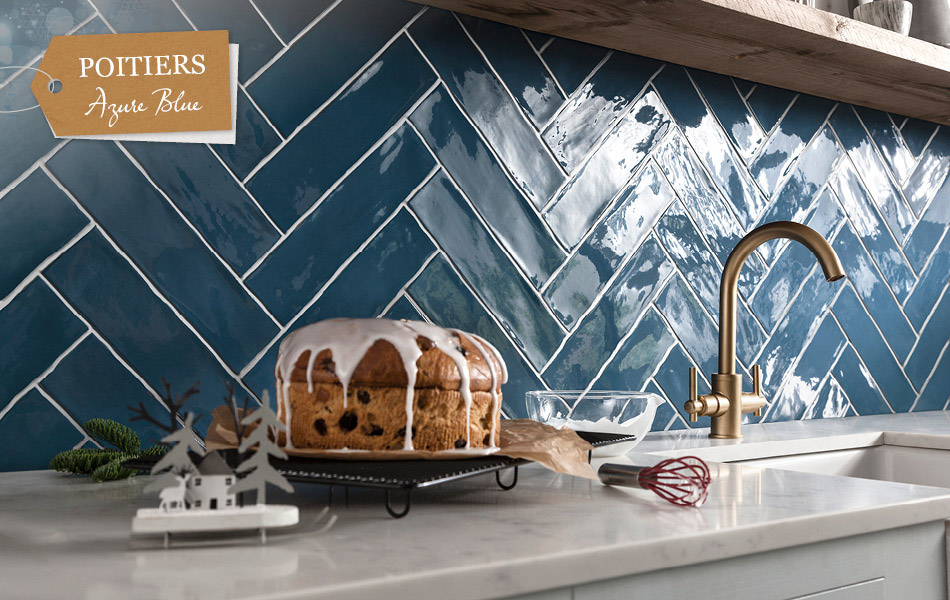 Picture of Poitiers Azure Blue kitchen wall tiles
