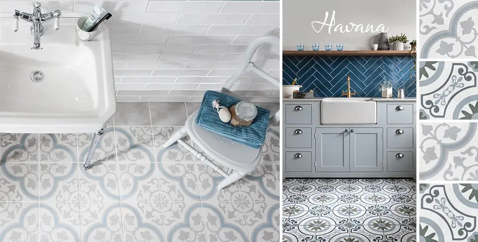 Havana patterned tile collection from Gemini in a kitchen setting