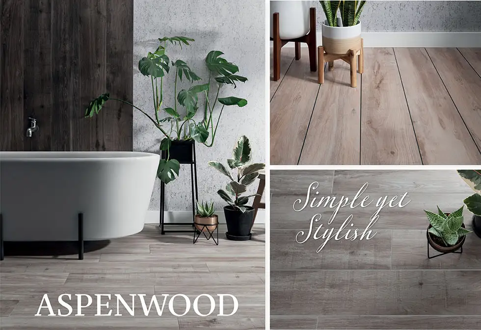 Wood effect Aspenwood wall and floor tiles