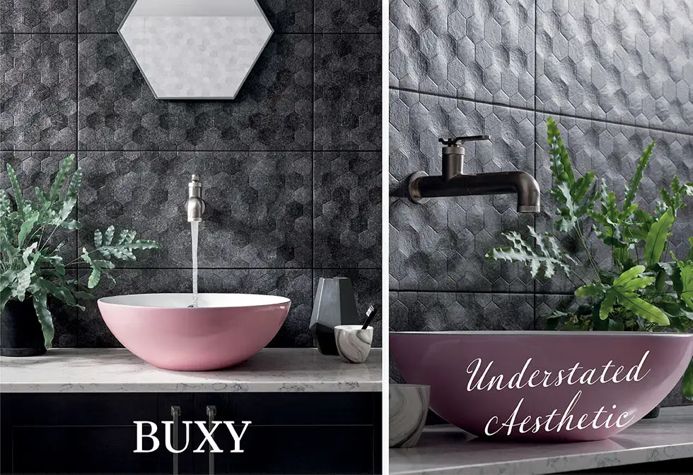 Buxy textured bathroom wall tiles