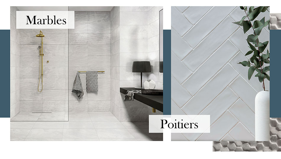 Setting image including Marbles and Poitiers wall tiles