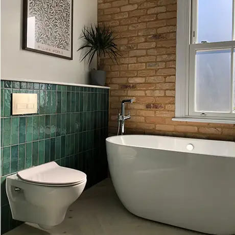 Green bathroom wall tiles