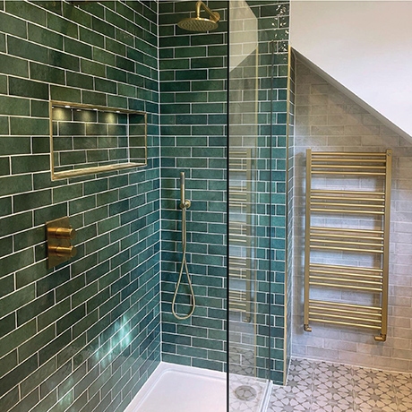 Modern bathroom with showerwall tiled in Dyroy Green