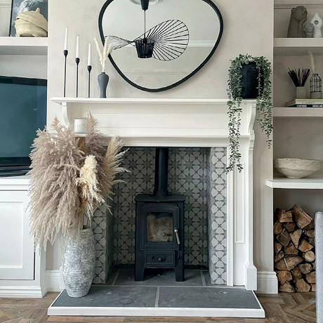 Fireplace silver star wall tiles