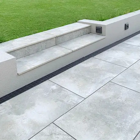 Grey patio using Burlington Silver outdoor tiles
