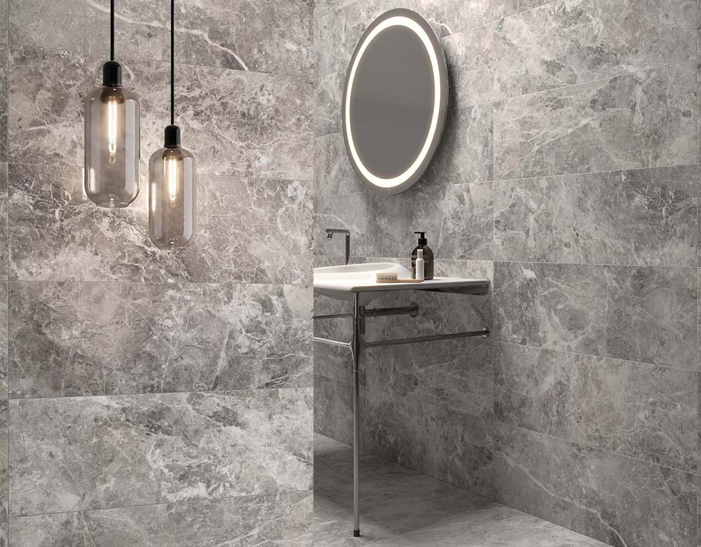 Grey marble bathroom tiles