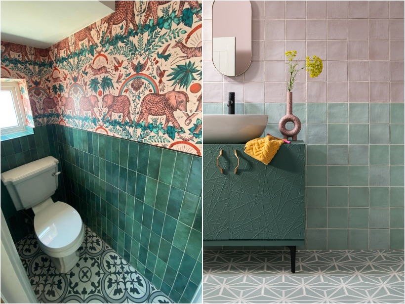 Pink and Green Bathroom Tiles