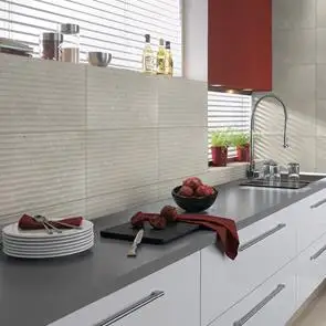 600x300 Sintesis perla mountain on a kitchen wall with gloss white kitchen units