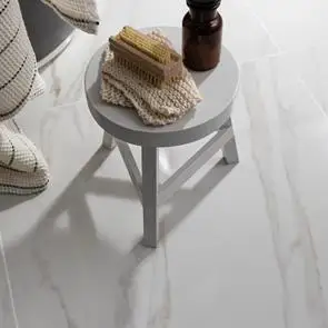 Marmori Calacatta White Matt Tile shown on bathroom floor