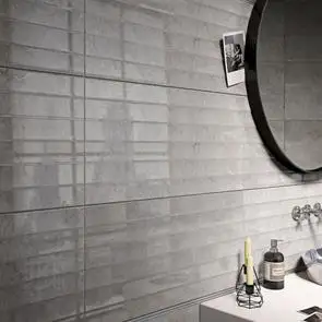 Stow 2 Mink Shutter Decor Glossy Tile close up on bathroom wall