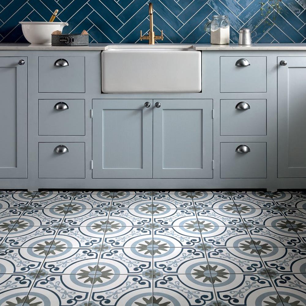 Havana pattern tiles on kitchen floor