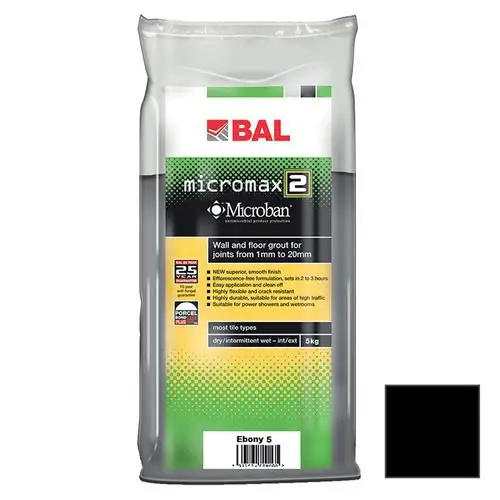 Bag of BAL Micromax 2 Tile Grout Ebony - 5kg