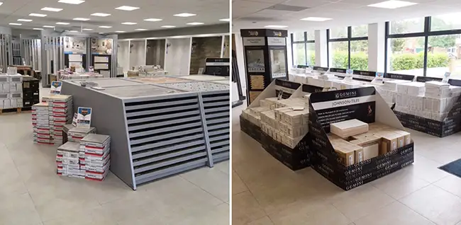 Inside tile showroom at ctd stratford