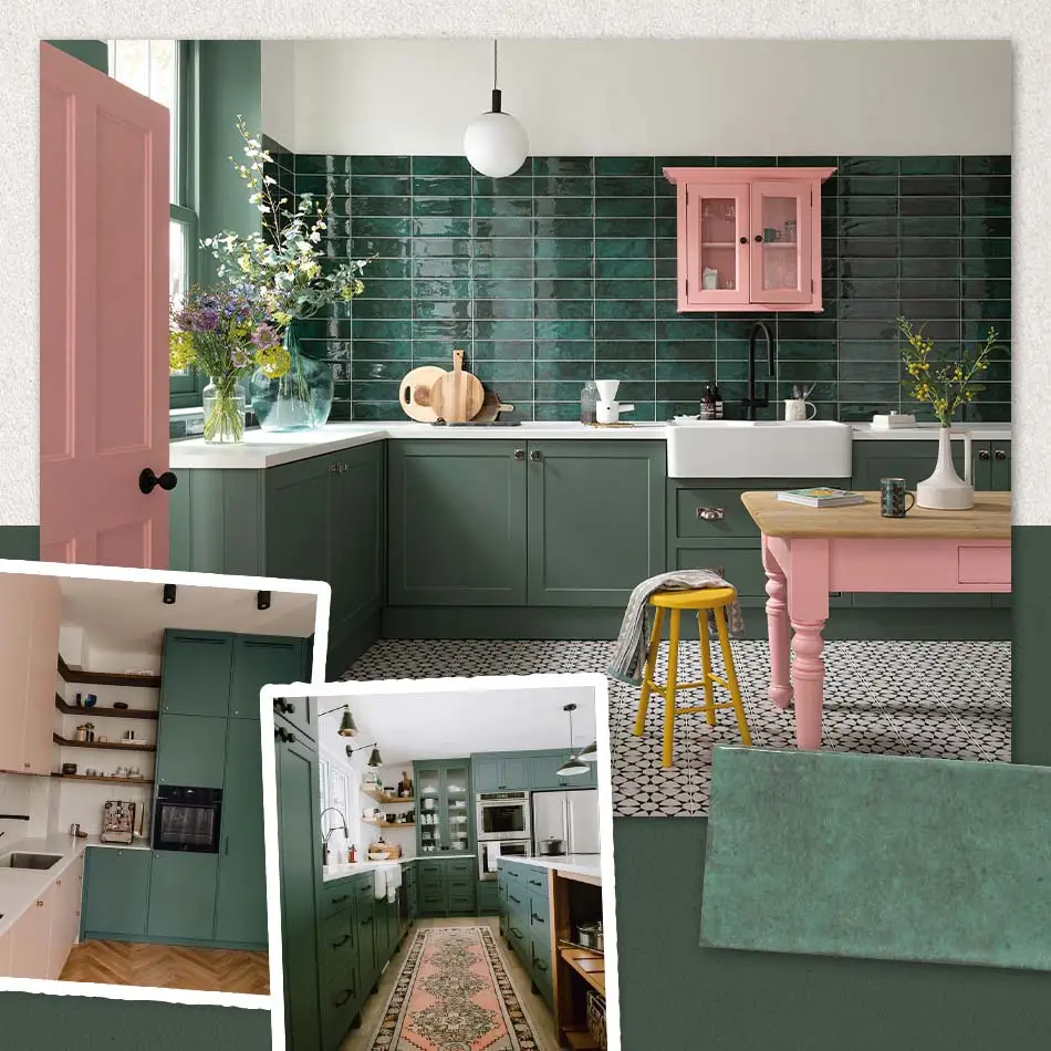 Contemporary green kitchen scheme