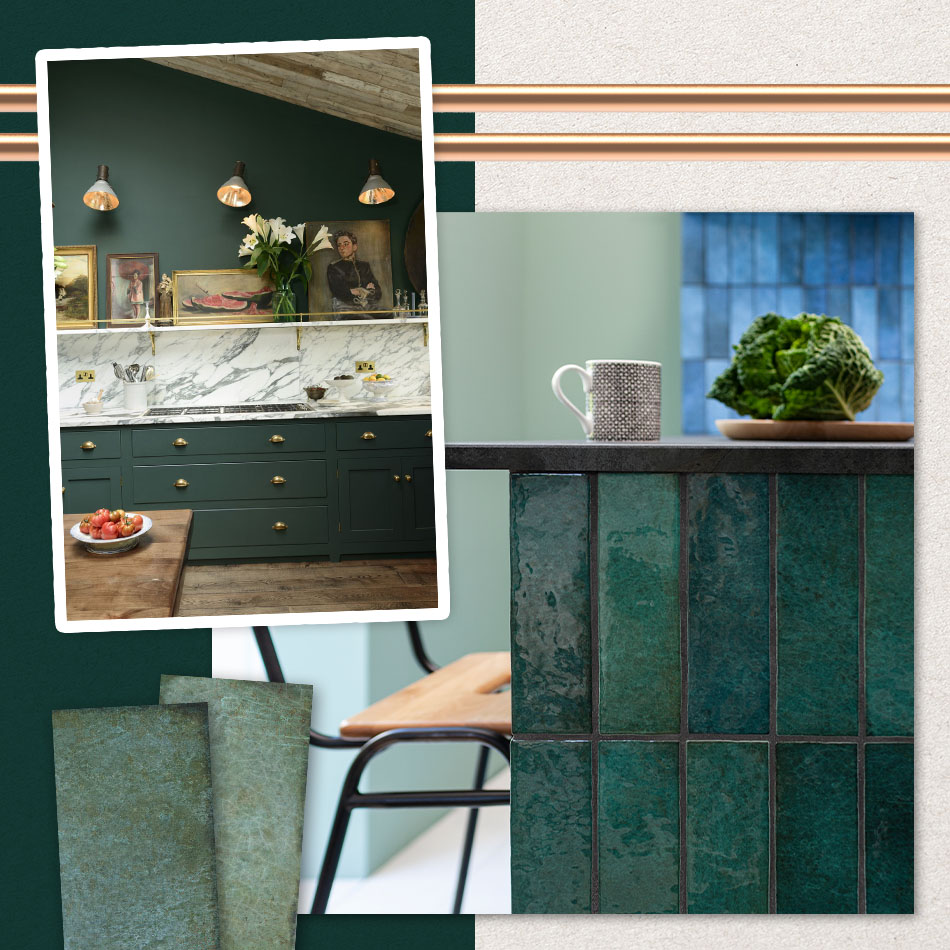 Green-tiled kitchen table