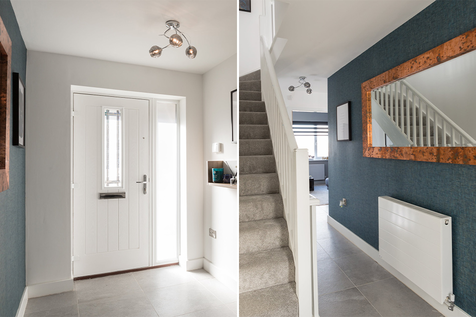 Rock Grey floor tiles in the hallway of a new build home