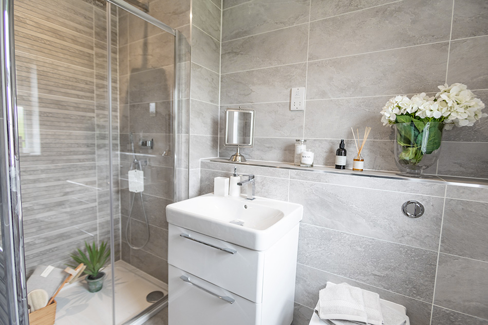 Nature tiles in en-suite of contemporary new home