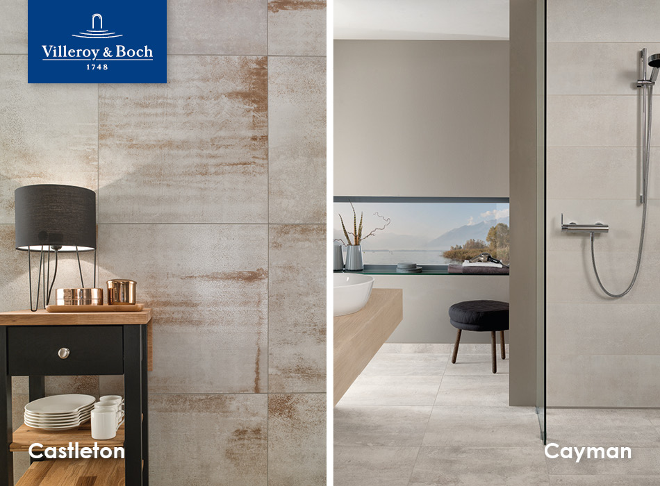 Castleton and Cayman tiles from Villeroy & Boch, part of the GEMINI Home Collection for housebuilders and developers