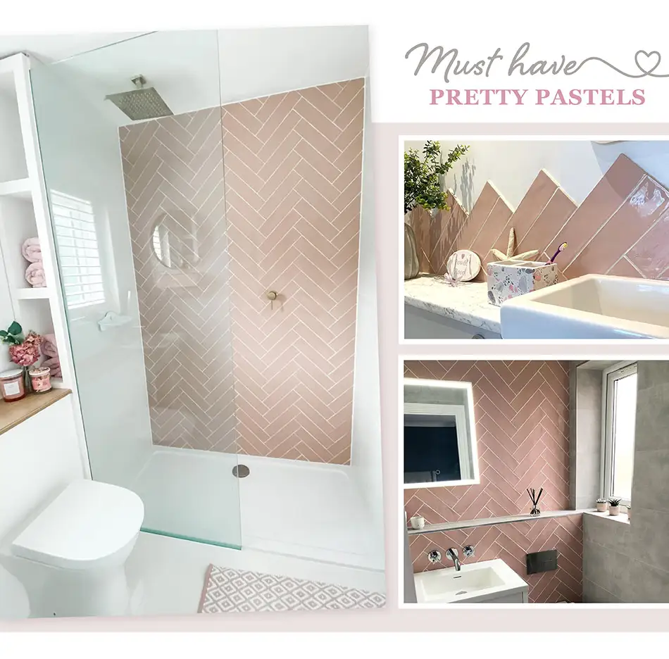 pink bathroom wall tiles