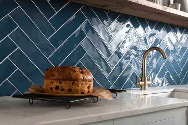 blue glossy bathroom tiles