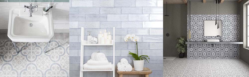 Single pattern bathroom tiles