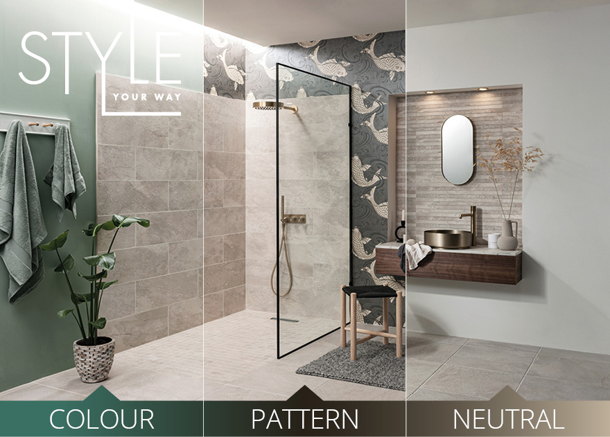 nature bathroom tile setting