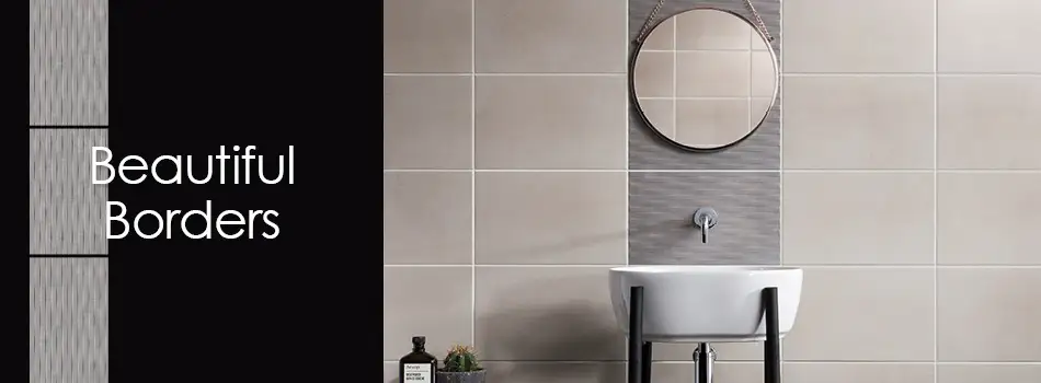 Cement Tech Mini tiles border in a bathroom setting