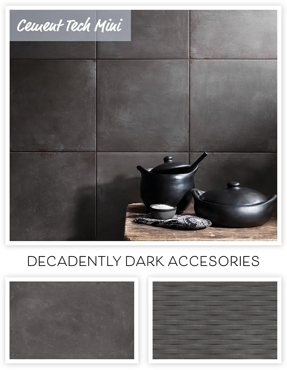 dark wall tiles for kitchen