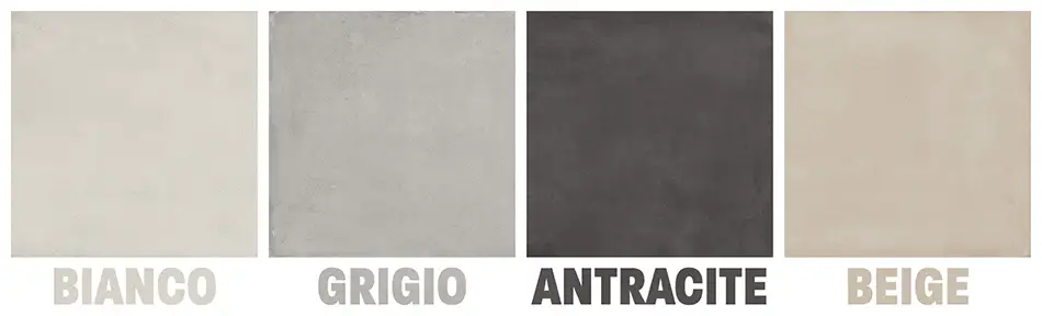 Collage picture of large format Loft tile colour options