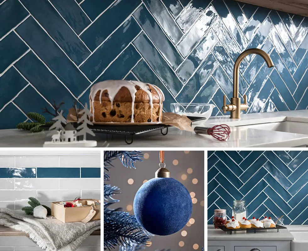 Collage picture of Poitiers blue and white wall tiles