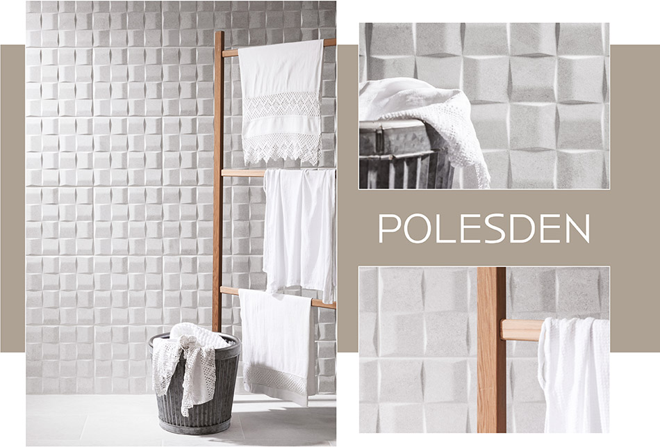 Polesden white textured tiles by Gemini.