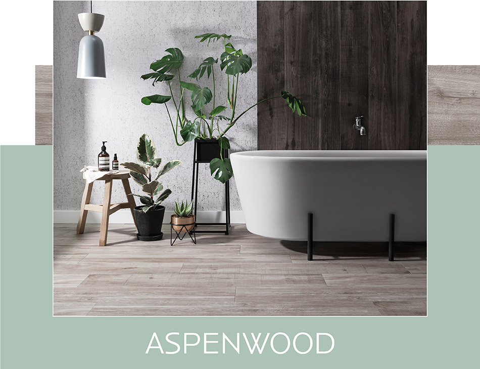 Aspenwood wood effect floor tiles by Gemini.