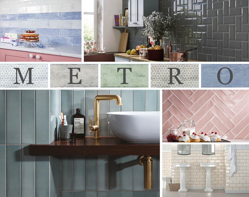 Coloured metro brick tiles collage by Gemini