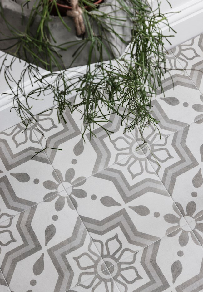 Square pattern floor tiles