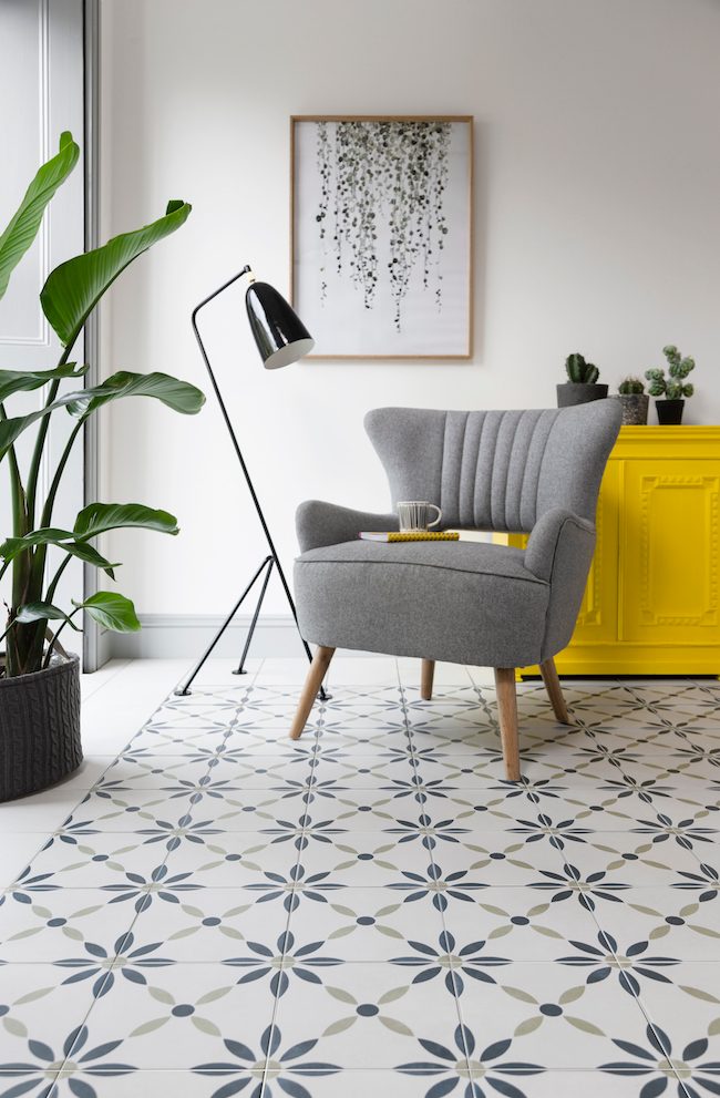 Square pattern floor tiles