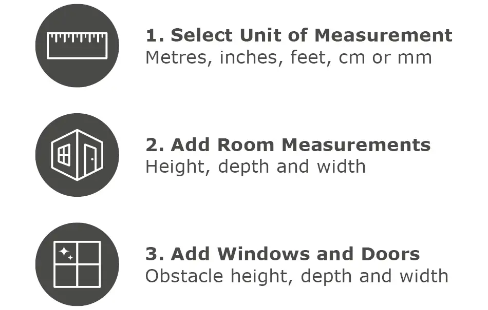 3 steps to using tile calculator.