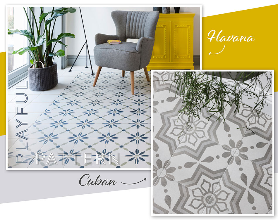 collage picture of cuban and havana patterned floor tiles