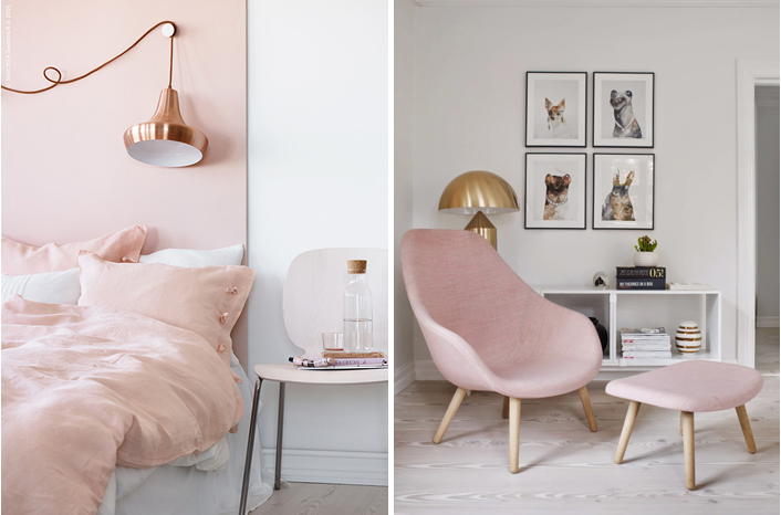 Blush chair and blush bedding