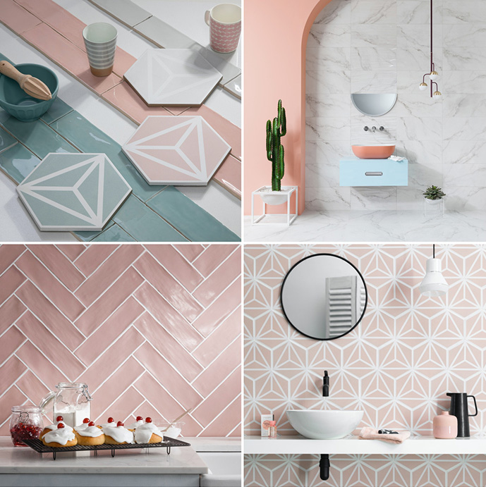 CTD Tile options featuring blush tiles from our Varadero and Poitiers Range