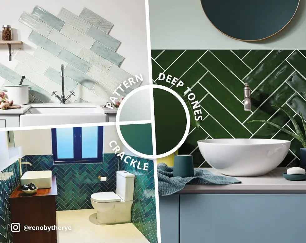 Collage of green tiles