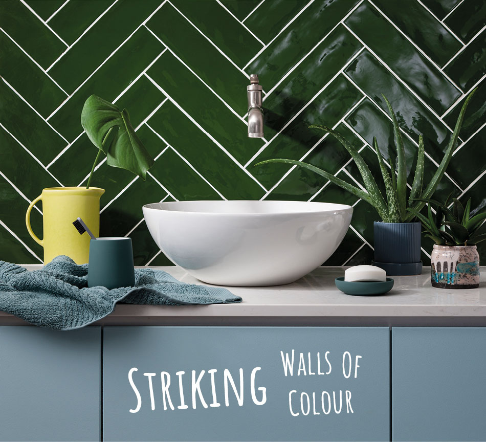 Poitiers green wall tiles splashback