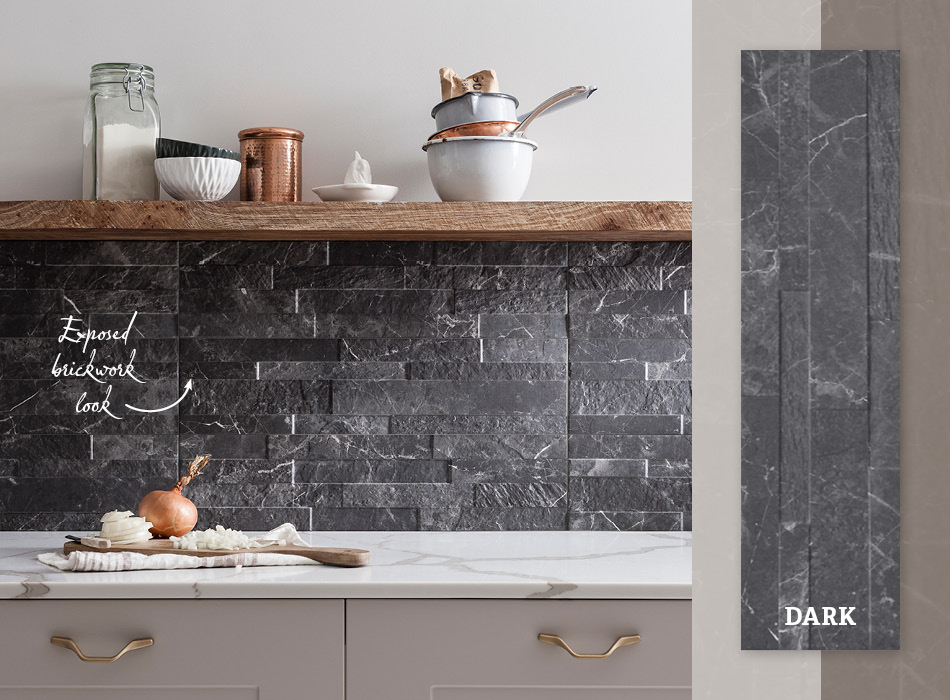 How To Use Textured Stone Effect Wall Tiles Look - Grey Wall Tile Kitchen