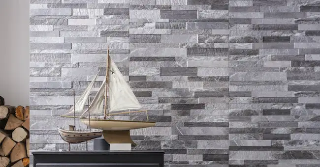Tiffany grey wall tiles on living room wall
